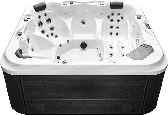 Roomier 3 -5 person tub with comfortable lounge seats.